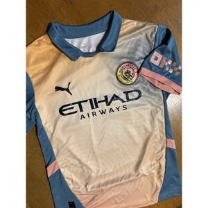 Puma Manchester City 22/23 Away Jersey #27 Cancelo M‎ Peach Blue Authentic